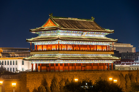 夜晚北京中轴线地标高清图片