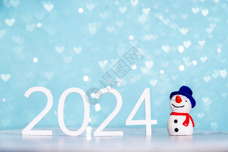 龙年新年龙年圣诞节梦幻2024年雪人背景