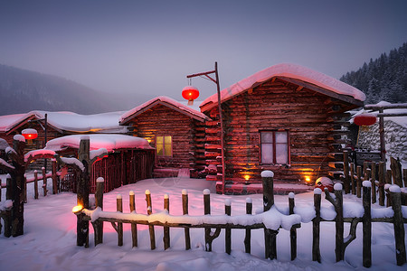 东北牡丹江雪乡5A风景区东北雪乡旅游景区背景