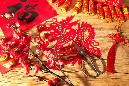 创意剪纸背景图春节习俗剪纸背景