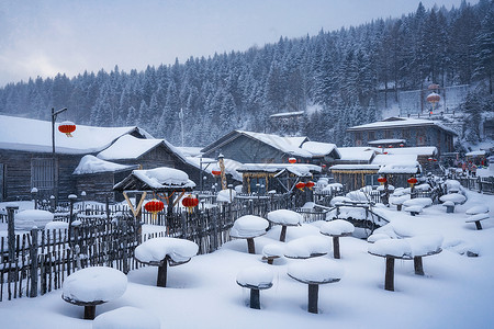 5A风景区东北雪乡旅游区背景图片