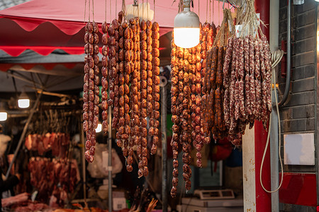 冬季美食腊肉腊肠背景图片