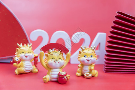 龙年新春文字素材龙年新年春节红色背景背景