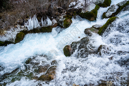 冬天瀑布的冰块背景图片