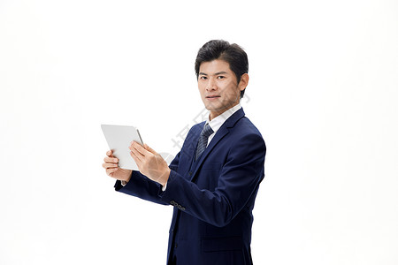 手持平板的商务男性背景图片