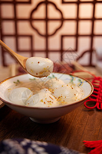 传统中式桂花汤圆特写高清图片
