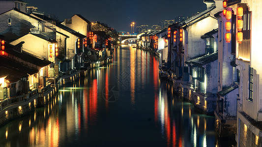 无锡南长街古镇夜景背景图片