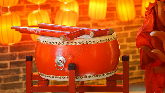 上海红色新年灯会敲锣鼓背景