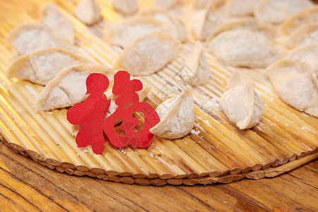 饺子文化新年饺子背景上的福字背景