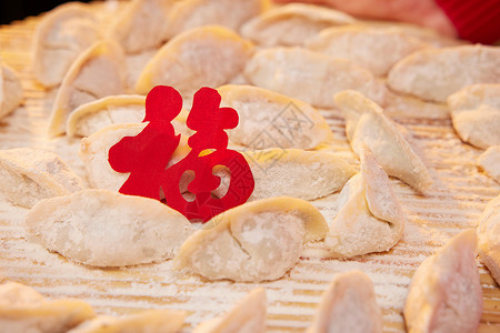 春节生饺子特写背景图片