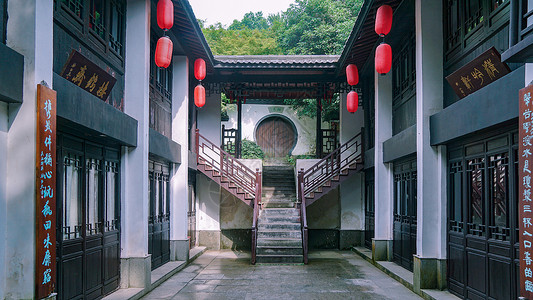 舞台春节背景杭州黄龙洞月老祠古典戏曲越剧舞台背景