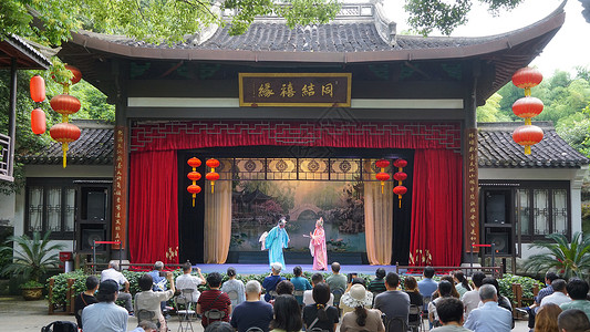 太平老街杭州黄龙洞月老祠古典戏曲越剧舞台背景