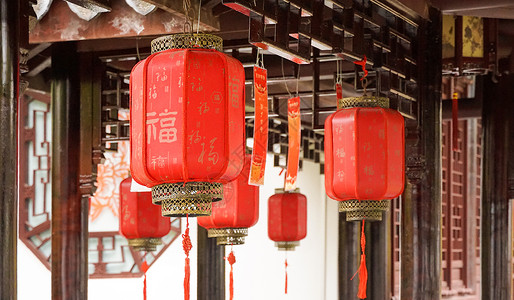 中国风古典暗纹上海古猗园元宵灯会背景