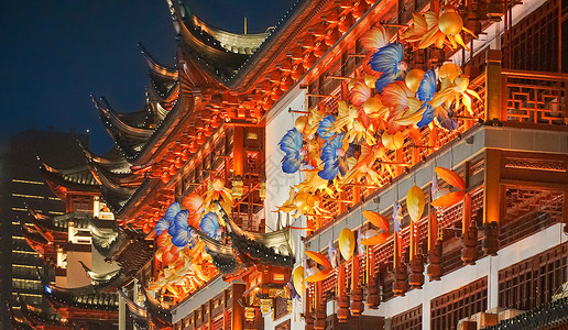 中国风卷轴龙年龙年豫园灯会背景