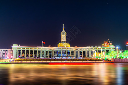 天津津门天津天津站夜景背景