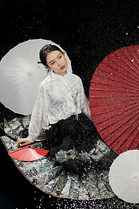 新中式马面裙美女背景图片