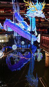 龙年春节元宵节豫园灯会背景图片