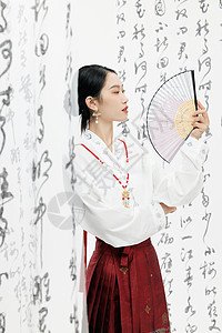 中式马面裙美女背景图片