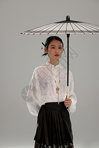 古装时尚素材撑着伞的国风美女形象背景