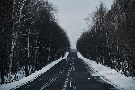 雪天行驶冬季车辆行驶在公路上背景