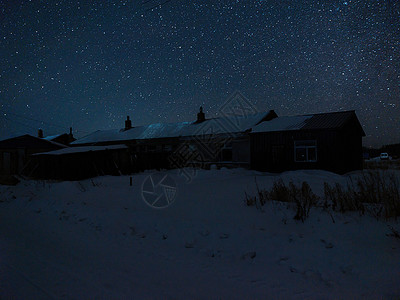 东北冬季雪地乡村星空风光背景图片