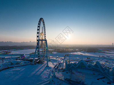 哈尔滨冰灯航拍哈尔滨第二十五届冰雪大世界旅游景点背景