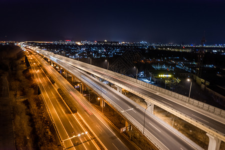 航拍夜景北京怀柔立交桥背景图片