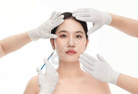 七夕节宣传海报整形医生给女人注射时的宣传海报拍摄背景