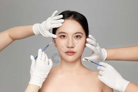 中式地产系列宣传海报整形医生给女人注射时的宣传海报拍摄背景