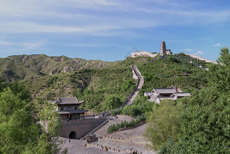 中华崛起山西雁门关5A旅游景区夏季景观背景