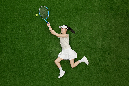 打网球少女创意俯拍青春少女打网球背景