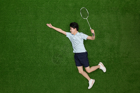 左侧接球创意俯拍年轻男孩起跳接球瞬间背景