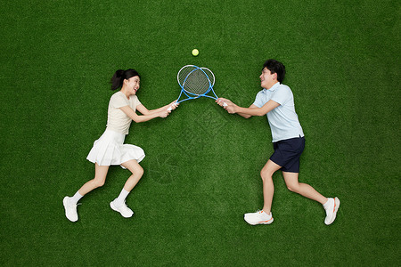 创意俯拍双人网球形象高清图片