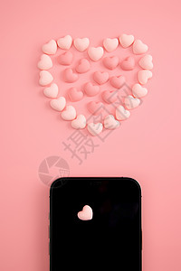 情人节粉色心形巧克力手机壳背景图片