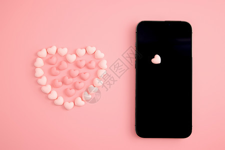 情人节粉色心形巧克力手机壳背景图片