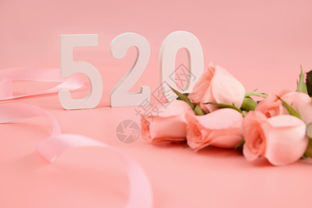 粉色花丝带520淡粉色玫瑰花束背景背景