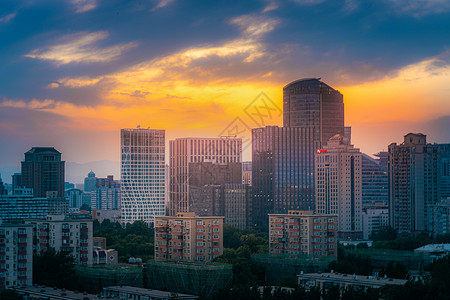 北京春初夏的北京国贸cbd高楼大厦背景
