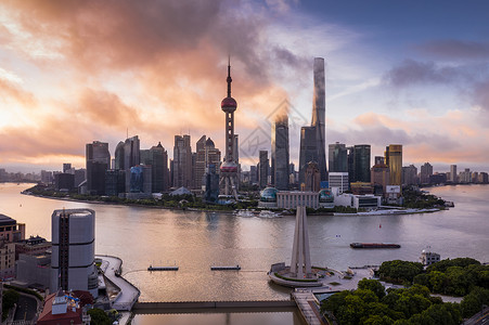 上海黄浦江两岸建筑日出高清图片