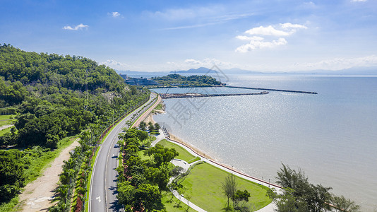 滨海城市珠海沿海道路背景图片