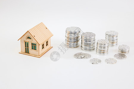 家庭资产房屋与钱币背景