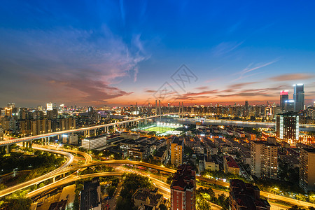 南浦大桥和黄浦江两岸城市夜景风光背景