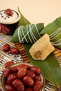 绿色节日传统美食粽子背景
