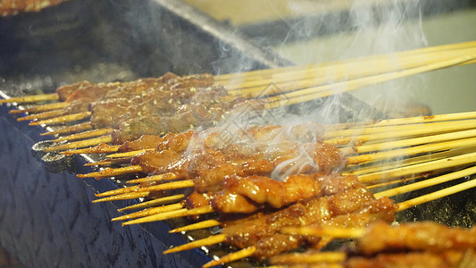 皮乌拉夜市美食烧烤背景