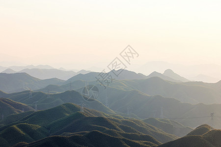 夕阳山顶中国画意境山脉风景背景