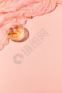粉色玫瑰花花框养生花茶背景
