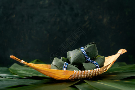 传统兼职端午节绿色粽叶粽子背景