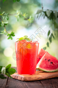 红果汁夏天森系风格水果西瓜背景