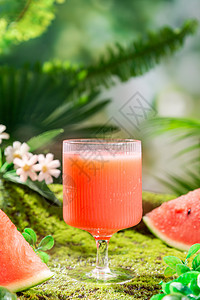 夏季饮料促销夏季美食饮品西瓜汁背景