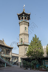 西关清真大寺呼和浩特清真大寺建筑景观背景