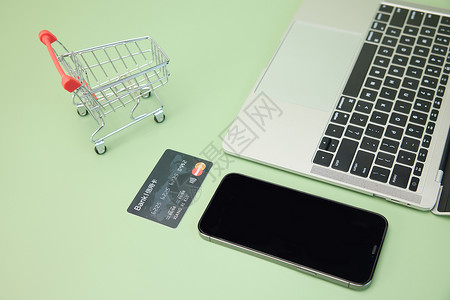 手机电子产品信用卡线上网购消费背景